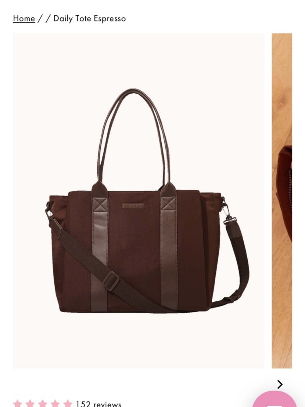 Poppy & Peonies Brown Laptop Tote Bag - Picture 4 of 4